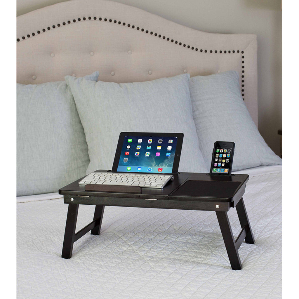 BIRDROCK HOME Multi tasking Bamboo Lap Tray Color Black
