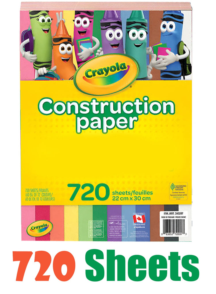 Crayola Construction Paper 9x12 (22cm x 30cm) 720 Sheets 12 Colors New In  Box