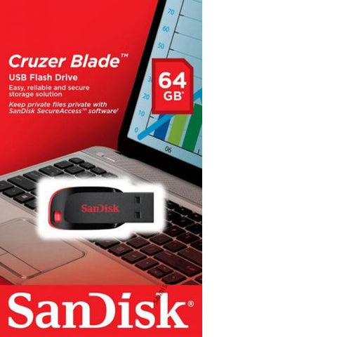 Sandisk Cruzer Blade 64GB USB 2.0 Flash Drive SDCZ50 064G