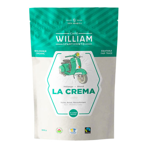 Cafe William Spartivento La Crema Medium Roast Fair Trade and Organic Whole Bean Coffee (908g). - shopperskartuae