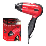 RedHot Professional Style Compact 1200W Travel Hair Dryer with Folding Handle Dual Voltage 2 Heat Settings (Red). - shopperskartuae