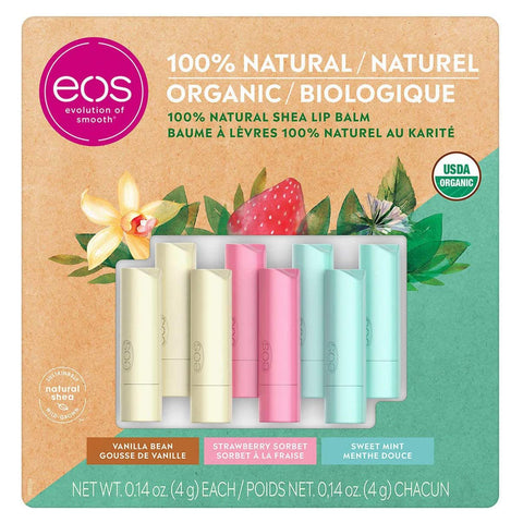 eos Organic 100% Natural Shea Lip Balm (8 Stick Pack). - shopperskartuae