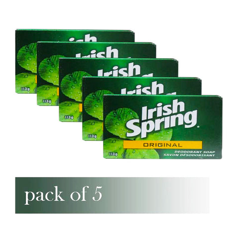 Irish Spring Deodorant Soap Original 113g (Pack of 5).