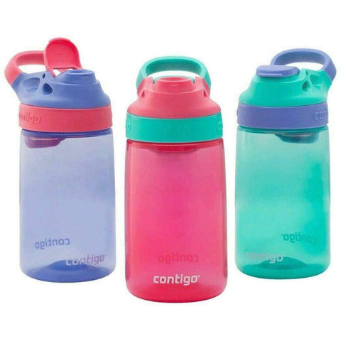 Contigo Flasks Autoseal Sip Kids Water Bottles - 415ml (Purple/Pink/Blue). - shopperskartuae