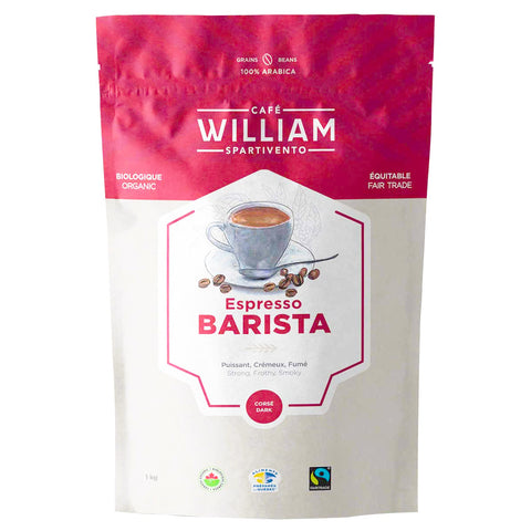 Cafe William Spartivento Espresso Barista Dark Roast Fair Trade and Organic Whole Bean Coffee (1Kg). - shopperskartuae