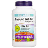 Webber Naturals Heart And Mind Omega-3 Fish Oils 300 EPA/DHA 1000 mg 210 Softgels For Cardiovascular Health and Brain Function.