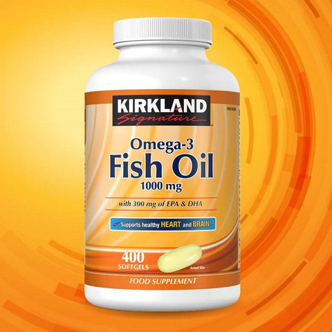 Kirkland Signature Omega 3 Vitamin Fish Oil 1000mg With 300mg of EPA & DHA (400 Softgels). - shopperskartuae