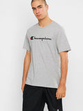 Champion Heritage Script Logo Men's Classic T-Shirt , Size: L (Large)- Oxford Grey
