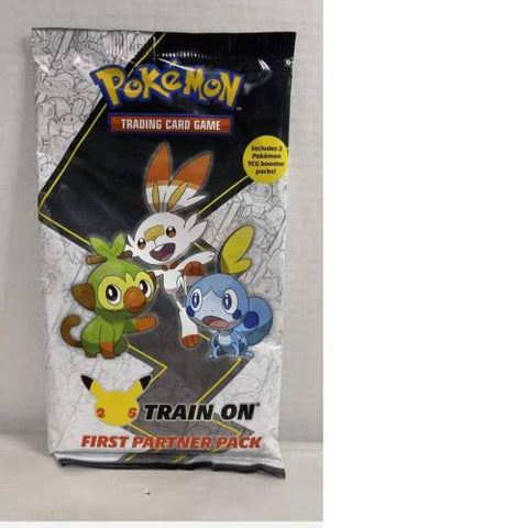Pokemon 25th Train On First Partner Pack Oversized Cards and 2 Packs Brand New