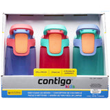 Contigo Flasks Autoseal Sip Kids Water Bottles - 415ml (Purple/Pink/Blue). - shopperskartuae