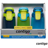 Contigo Autoseal Gizmo Sip Kids 415ml Water Bottles, 3 Pack in Navy/Green/Blue - shopperskartuae