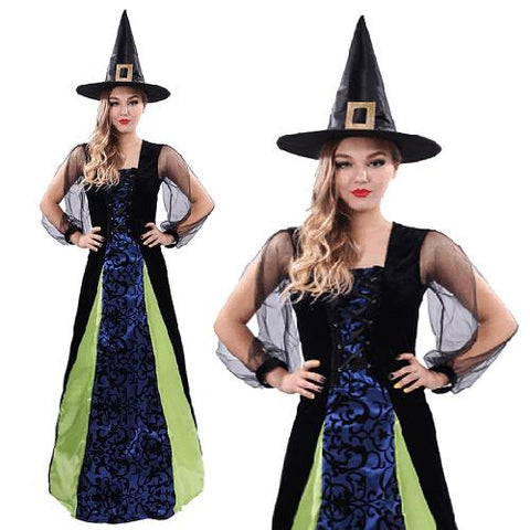 Adult Spooky Emerald Witch Queen Halloween Storybook Ladies Fancy Dress Costume