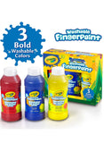 Crayola 3 Piece Washable Finger Paint For Fun Activities in Red, Blue and Yellow Colors 3x236ml