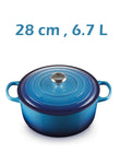 Le Creuset Enamelled Cast Iron Dutch Oven With Lid Blue 6.7 L Capacity, 28 Centimeter
