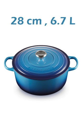 Le Creuset Enamelled Cast Iron Dutch Oven With Lid Blue 6.7 L Capacity, 28 Centimeter