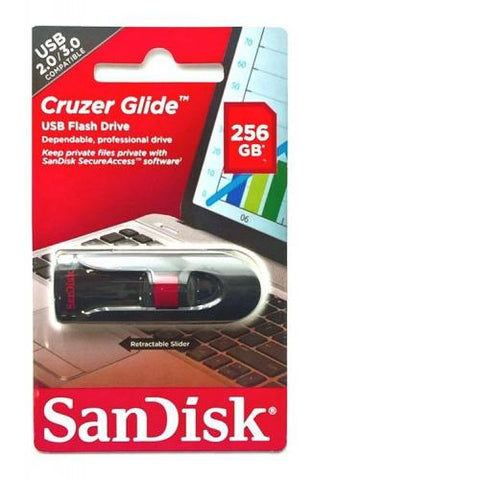 SanDisk Cruzer Glide CZ60 256GB USB 2.0 Flash Drive SDCZ60 256G