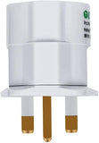Incutex Power Adapter EU To UK - Europe 2-Pin To 3-Pin UK - 16A Fuse - Travel Plug Socket European SchuKo In White