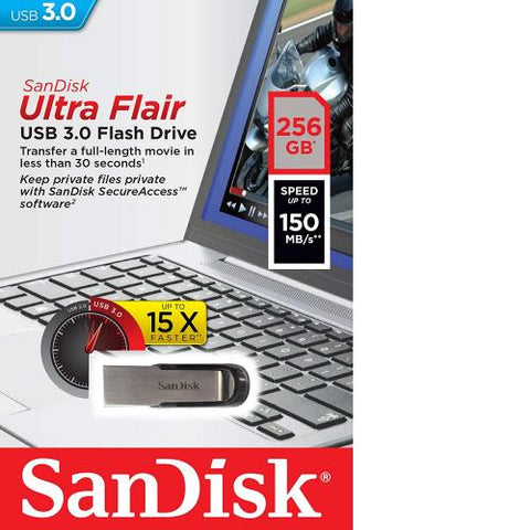 SanDisk 256GB Ultra Flair USB 3.0 USB Drive Read 150MB/s  SDCZ73-256G