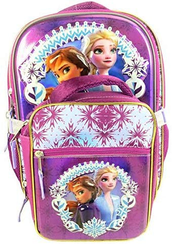 Disney Frozen II 16 Inch Full Size Backpack w/Detachable Lunch Bag