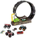 Hot Wheels Monster Truck Loop Challenge Track Play Set 4 Trucks + 4 Cars