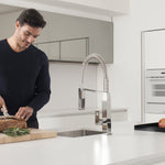 Eurocube Kitchen Sink Single-Lever Spring Mixer Stylish Tap in Chrome Coating - Grohe 31395000 - shopperskartuae
