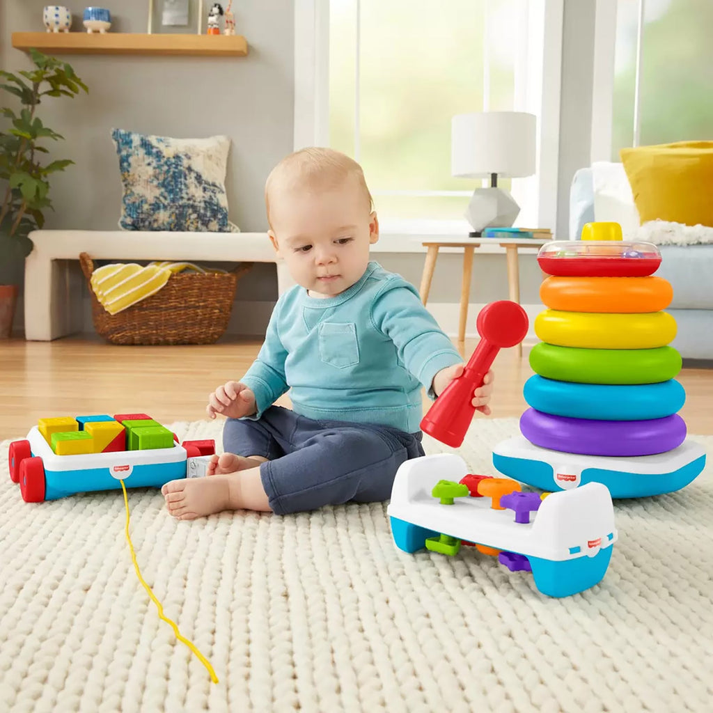 Fisher-Price Rockin' Fun Infant & Toddler Giant Stacking Ring Toy with ...