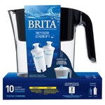 BRITA Water Cleaner Filtration System With 2 Water Filters And 1 Pitcher - 10 Cups Capacity (Black)