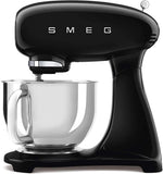 Smeg SMF03BLUK Stand Mixer, 50's Retro Style with 4.8L Stainless Steel Bowl, Safety Lock when Mixing, 800W, 10 Variable Speeds, Includes Wire Whisk, Flat Beater, Dough Hook & Flex Edge Beater, Black