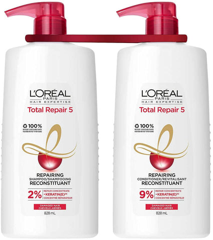 L'Oreal Paris Hair Expertise Total Repair 5 Shampoo and Conditioners, 2 x 828ml