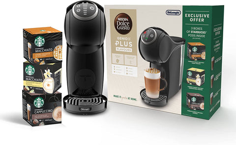 De'longhi Nescafé Dolce Gusto Genio S Plus Automatic Machine, Including 3 boxes Coffee Pods Of Starbucks, Black, EDG315.B