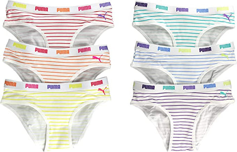 PUMA Girls 6 Pack Cotton Stretch Premium Bikini Tag-Free Comfort