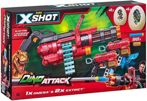 Zuru X-Shot Dino Attack Dino Battle Pack, 1 x OMEGA & 2 x EXTINCT, 98 Bullets