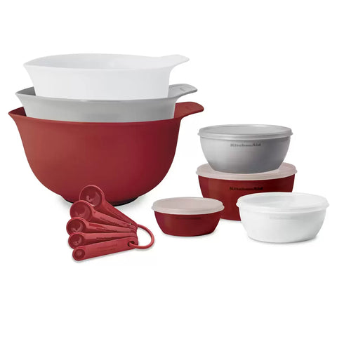 KitchenAid Bake, Mix and Measure Bowl With Lid, Spoons Set- 12 Pieces