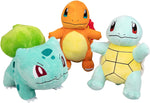 Pokemon  Plush Starter 3 Pack - Charmander, Squirtle & Bulbasaur 8" Generation One Stuffed Animals