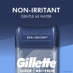 Gillette Antiperspirant Deodorant for Men, Clear & Dri-tech With Cool Wave 72 Hour Protection- Pack of 5 X 108 g
