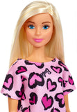Barbie Doll, Blonde, Wearing Pink Heart Print Dress & Platform Sneakers, for 3 to 7 Year Olds - GHW45
