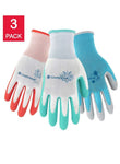 GARDENA 3-Pair Sanitized Antimicrobial And Odor Control Combination Gardening Gloves