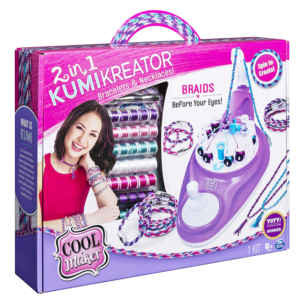 Cool Maker 2-in-1 KumiKreator, Spin to create your oen custom friendship  bracelets and necklaces with the Cool Maker 2-in-1 Kumi Kreator! Easy to  use and fun to create, make your own