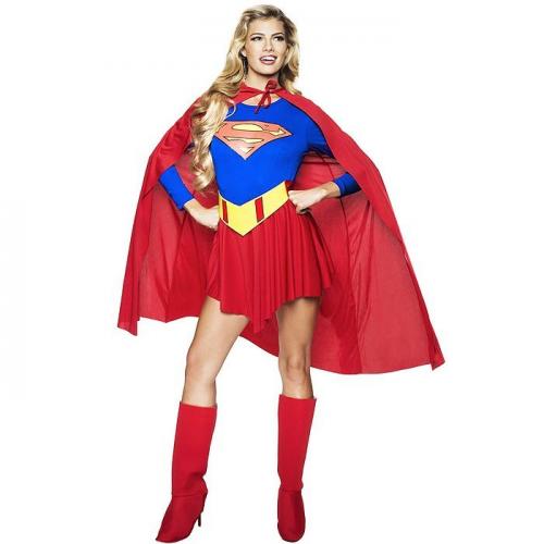 Superwoman Supergirl Superhero Halloween Womens Fancy Dress Costume ...