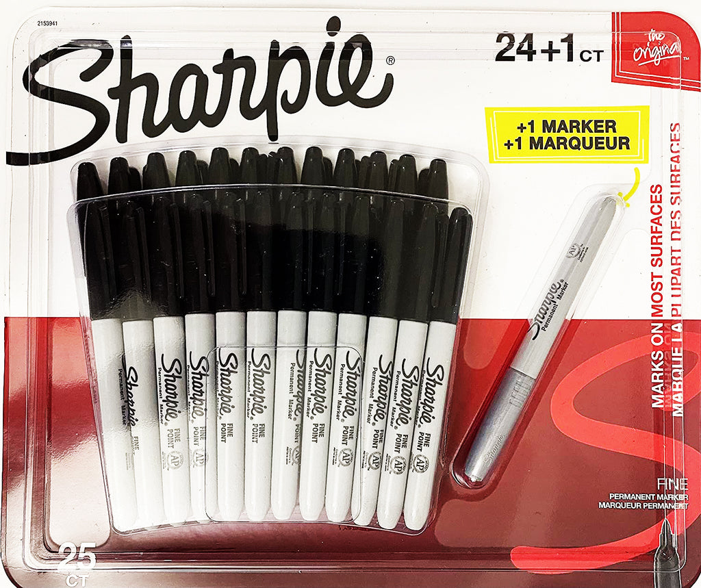 Sharpie Fine Permanent Marker - Marks on most surfaces (24 Black Marke –