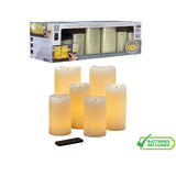 Glow Wick Cream LED Pillar Candles, 6 Pack (Batteries & Remote Control Included)