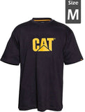 CAT Trademark Logo Men's Cotton Short Sleeve T-Shirt - Black CATERPILLAR
