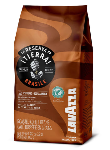 Lavazza La Reserva de Tierra! Brasile 100%  Roasted Coffee Beans- 1kg (Notes of Caramel, Hazelnuts and Honey)