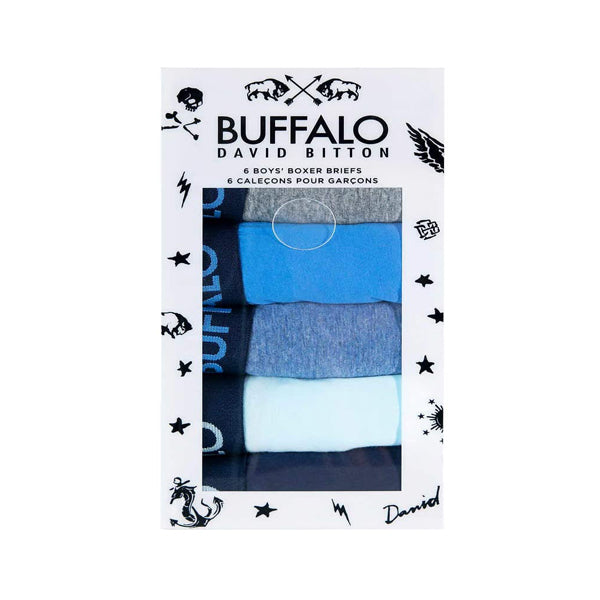 Buffalo David Bitton Boy’s 6 Pack Blue Boxer Briefs / Various Sizes