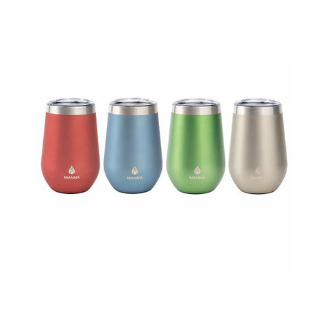 Manna Insulated Tumblers, 4 PACK,Stainless Steel(12 oz, 355mL)Includes 4 Lids, Color: Chestnut,Neptune, Hippie Green,Gray olive