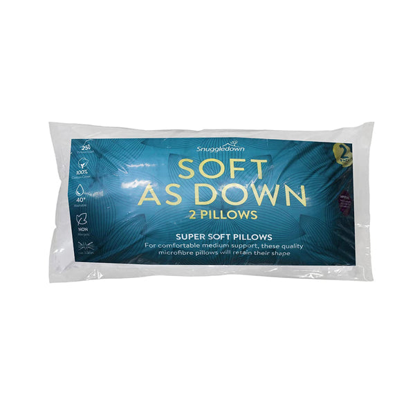 Snuggledown pillow, Soft as down, 2 pack set