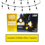 Feit Electric 48ft LED Indoor/Outdoor String Lights - 24 Bulbs + 2 Spares Included