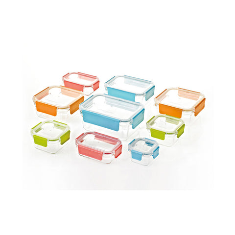 Glasslock 18-Piece Tempered Glass Food Storage Set(Multi-color)