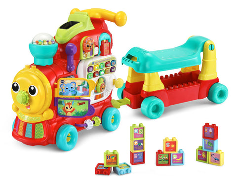 VTech 4-in-1 Letter Learning Train - Sit Down Play, Walker, Pull-Along Wagon & Ride On