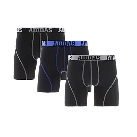 adidas Mens Performance Boxer Brief Underwear Climalite 3pk Blue Black Grey Size M - shopperskartuae